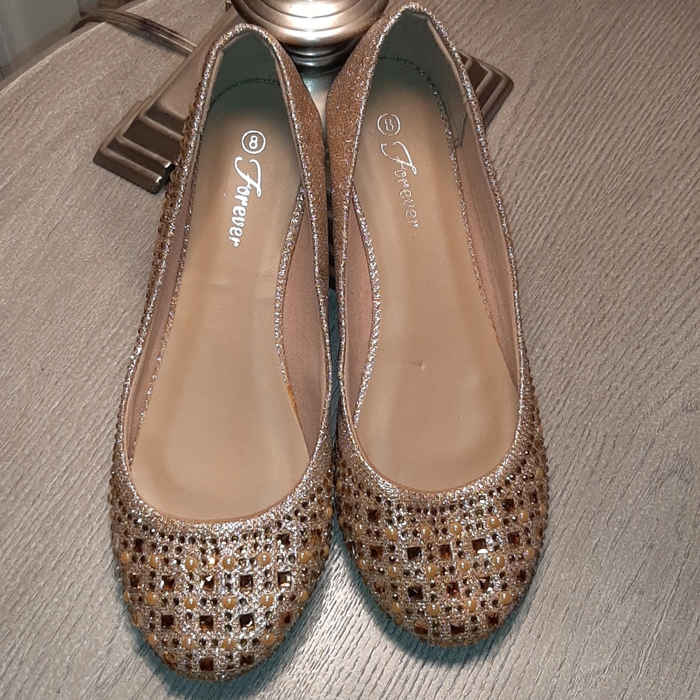 Gold Sequin Flats
